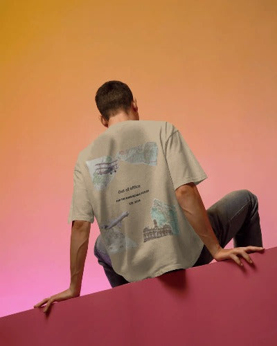 Out of Office for the Unforeseeable Future Beige Oversized T-Shirt | Premium Cotton Graphic Tee | Unisex Streetwear